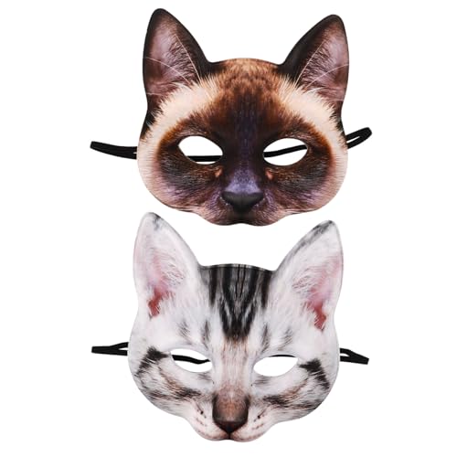 Vaguelly 2 Stück Realistische Katzenmaske Cosplay Masken mit Augenlöchern Leichte Partygesichtsmasken für Halloween Kostüm Karneval Erwachsene Katzenkostüm Zubehör Vaguelly 2 Stück Realistische Katzenmaske Cosplay Masken mit Augenlöchern Leichte Partygesichtsmasken für Halloween Kostüm Karneval Erwachsene Katzenkostüm Zubehör von Vaguelly