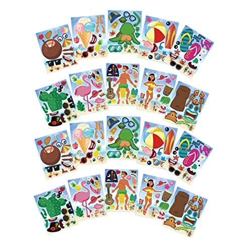 Vaguelly 20 Blätter Hawaii-Aufkleber bastelset basteln für geschenksticker strandparty Hawaii-Party-Aufkleber- Hawaii Aufkleber Dekoration 80 g beschichtetes Papierpapier von Vaguelly