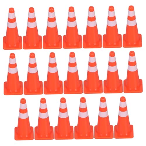 Vaguelly 20-teiliges Set -straßensperren-Requisiten -verkehrsschilder Kleine Verkehrskegel Barrikade-signalspielzeug Baupädagogisches Zeichen PVC Orange von Vaguelly