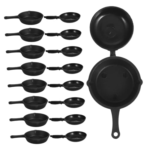 Vaguelly 20St Miniatur-Wok kochgeschirr Puppenhausküchenzubehör Puppenhausdekorationen Puppenhausküchenutensilien Kochen Mini-Kochspielzeug Puppenhaus-Miniaturen Abs Black von Vaguelly