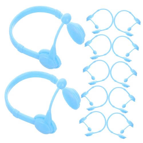 Vaguelly 20St Puppen-Headset Puppenhaus-Kopfhörer Mini Reisezubehör für Puppen Gelbe Ente Zubehör Gelbe Ente Kopfhörer Modell Puppenkopfhörer winzige Kopfbedeckung Plastik Sky-Blue von Vaguelly