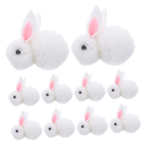 Vaguelly 20st Hase Stoffhase Kaninchenplüschmasse Gefilzte Hasen Miniatur-tierfiguren Mini-plüschkaninchen Federkorbfüller Plüschtierfiguren Kleine Hasen-anhänger Mini-plüschhase Weiß von Vaguelly