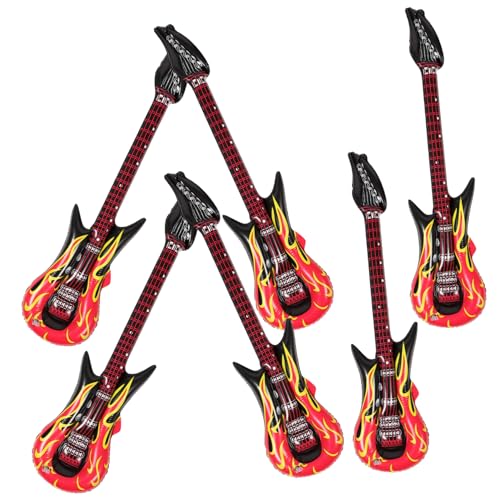 Vaguelly 24 STK Aufblasbare Gitarre Spielzeug Gefälschte Gitarre Ballon Gitarren-poolschwimmer Kinder Dekor Explosionsgitarre Für Kinder Kindergitarre Verwerflich Aufblasbare Trompete PVC von Vaguelly