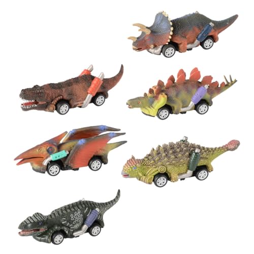 Vaguelly 24 STK Dinosaurier-spielzeugauto Auto Spielzeug Kreatives Autospielzeug Im Tierstil Trägheit Hinteres Auto Dinosaurier Ziehen Auto Zurück Kinderkarikaturautos Hintere Autos Plastik von Vaguelly