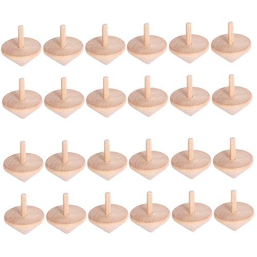 Vaguelly 24 STK Kreisel Spielzeug für Kinder kinderspielzeug kinderknallzeug zabawki stymulujące rozwój gyrocut 3D-Puzzles für Kinder Kinderoberteil Zapfenspitzen Peg-Tops hölzern Khaki von Vaguelly