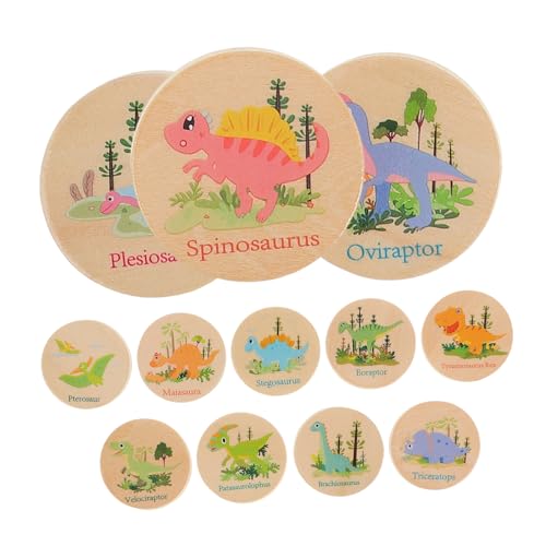 Vaguelly 24 Stück Dinosaurier-Gedächtnisschach Holz holzspielzeug Dinosaurier Memory Holz gedächtnisspiel Holzpuzzle Speicherkartenspiel Passende Dinosaurier-Spielzeuge von Vaguelly