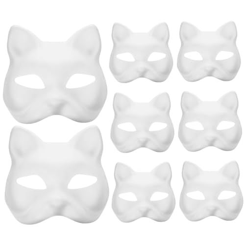 Vaguelly 24 Stück Leere Masken Aus Zellstoff Kunstkatze Maskerademaske Japanische Halbmaske Maskerade Requisiten Fuchsmaske Erwachsene DIY Bemalbare Maske Halbe Cosplay Tiermasken von Vaguelly