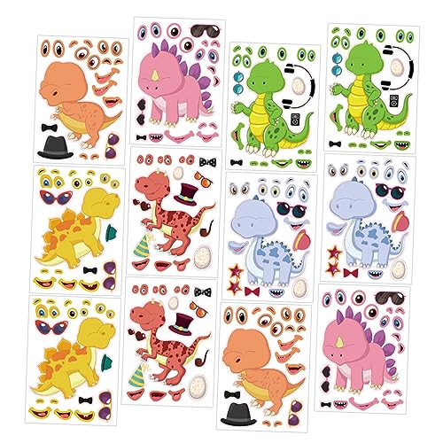 Vaguelly 24St Dinosaurier-Puzzle-Aufkleber Aufkleber für Meerestiere Cartoon-Aufkleber Kinder bastelset Kinder geburtstagsdeko Puzzlematte Dinosaurier-Geburtstagsdekoration Partygeschenke von Vaguelly