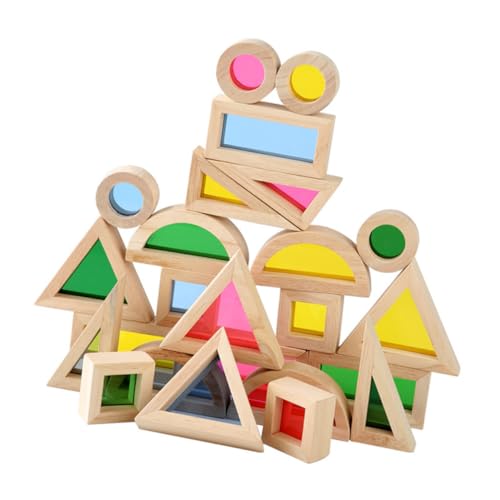 Vaguelly 24st Buntes Kaleidoskop Lehrreich Montessori-lernspielzeug Spielzeug Mit Geometrischen Formen Lernspielzeug Für Kinder Bausteine ​​ausbalancieren Kindergeschenk Colorful Hölzern von Vaguelly