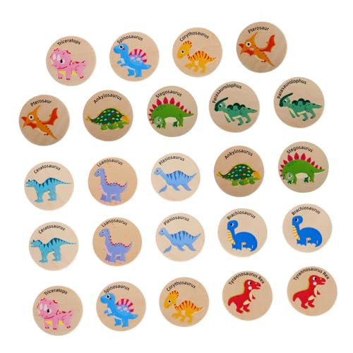 Vaguelly 24st Dinosaurier-Spielzeug Gedächtnisspiel Für Kleinkinder Dinosaurier-lernspielzeug Memory-Matching-Spiel Hölzernes Dinosaurierspielzeug Dinosaurier-Spiele Kleinkindspiele Holz von Vaguelly