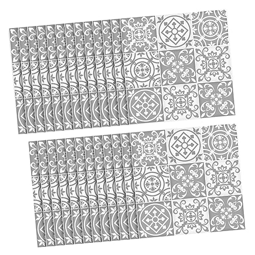 Vaguelly 25 Stück Vintage Graue Toiletten Renovierungs Fliesenaufkleber PVC Aufkleber Graue Dekor Backsplash Tapete Mosaik Tapete Mosaik Wandfliesen Tapete Für Zuhause von Vaguelly