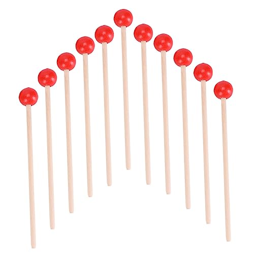 Vaguelly 25St Musik Drumstick Trommelstöcke Handtrommel Mini-Gitarrenspielzeug Jingle Bells kinderinstrumente musikinstrumente Stöcke für Musikinstrumente Trommelzubehör Holz rot von Vaguelly