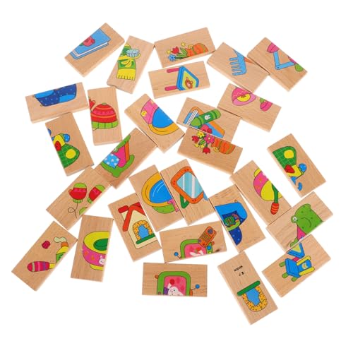 Vaguelly 28 Teiliges Set Dominosteine ​​Kinderspielzeug Spielzeug Kinderspielzeug Bausteine ​​Für Spielzeug Puzzles Spielzeug Für Kleinkinder Puzzles Aldut Spielzeug Lernspielzeug Holz von Vaguelly