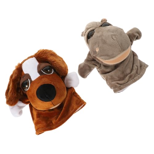 Vaguelly 2St Animal-Design Hand Puppet Waschbare Handpuppe Tierhandpuppe Tierdesign Plüschtier-Handpuppen tierisches Plüschtier Handpuppe aus Stoff mit Tiermotiv Leistungsstütze von Vaguelly