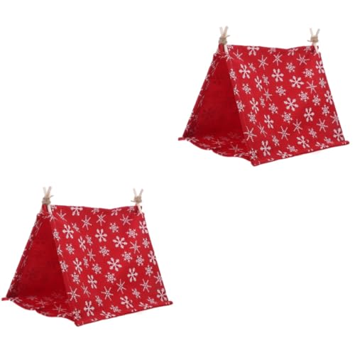 Vaguelly 2St Camping Zelt Mini-Hausmöbel Puppenzelt kleines Campingzelt Puppenhaus Zelt Outdoor Zelt Dekoration Wassertisch Spielzeug Zelte Mini-Zeltmodell Mini-Spielzeug Minizelt Holz rot von Vaguelly