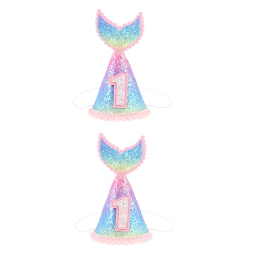 Vaguelly 2St Geburtstagshut glitzernde geburtstagskrone Baby-Prinzessin Tiara 1 Jahr kinder party kinderparty Hüte Geburtstag für Kinder Geburtstagskappe Gradient Kopfbedeckung Partybedarf von Vaguelly