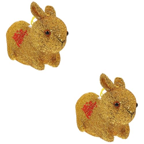 Vaguelly 2St Jahr des Hasen-Maskottchens Kidcraft-Spielset Stoffkaninchen für Kinder hasenpuppe Neujahrskaninchenpuppe gefülltes Kaninchen des neuen Jahres Sternzeichen Hase Puppe Golden von Vaguelly