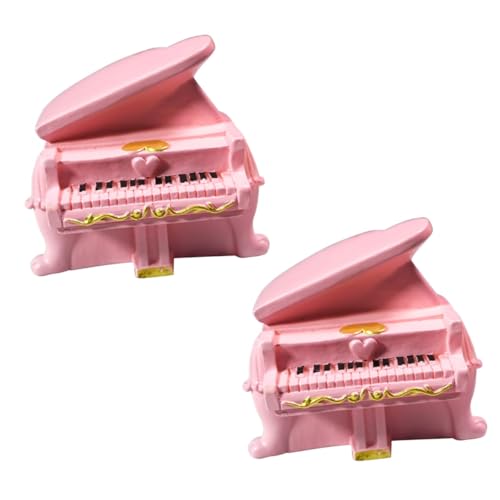 Vaguelly 2St Piano-Modell Mini-Klavierfigur Mini-Puppenhausklavier Miniatur Saxophon Piano House Decoration dekoringe Toy Puppenhaus Requisiten Puppenhausverzierung Harz Rosa von Vaguelly