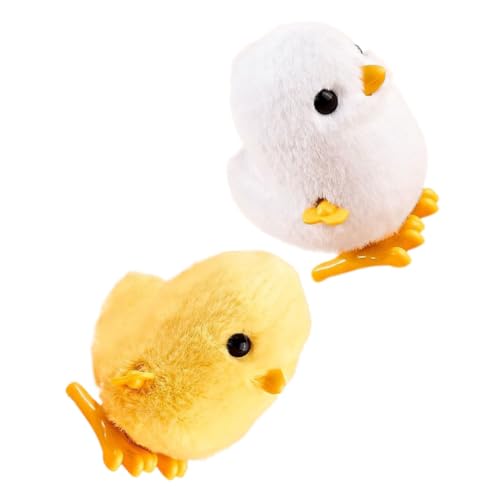 Vaguelly 2St Plüsch Küken Uhrwerk-Huhn-Spielzeug tanzendes küken Spielzeug Küken-Statue Plüsch Huhn Spielzeug Wind-up Huhn Spielzeug Aufziehspielzeug im Tierdesign Kinderspielzeug PVC von Vaguelly