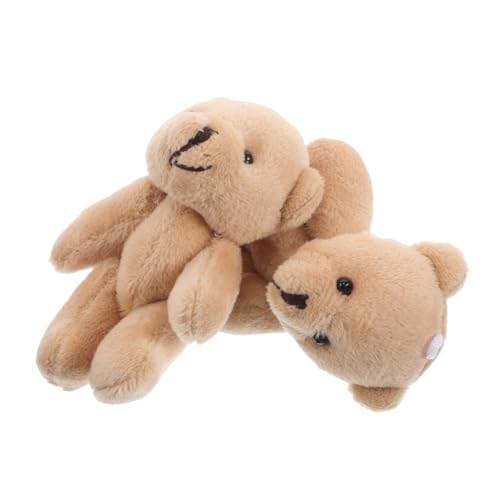 Vaguelly 2St Puppenhauspuppe Geburtstags Weiche Spielzeuge Kuscheltiere Puppenhaus Bär Minibären Weihnachtsstofftier Bärenverzierung kurzer Plüsch Beige von Vaguelly