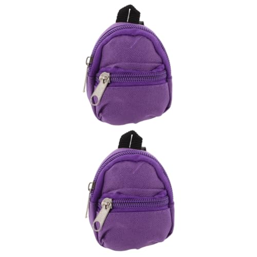 Vaguelly 2St Puppenrucksack kleine Puppentasche Mini-Rucksäcke Mini-Schultasche puppenzubehör puppenhaus deko Büchertasche Spielzeuge Mini- -Dekore Mini-Hausrucksacktaschen Stoff Violett von Vaguelly