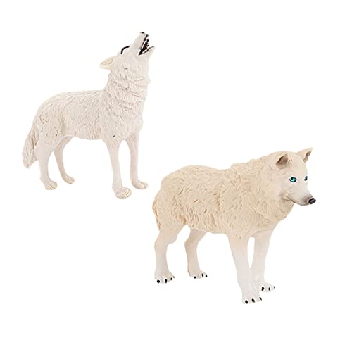 Vaguelly 2St Schnee Wolf Ornamente Tierfiguren Wolf Figur wohnraumdeko Kinder Lernspielzeug Fantasie Spielzeug Wildtier Spielzeug Waldtier Spielzeug Tiermodell PVC Weiß von Vaguelly