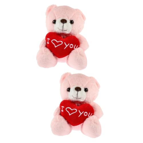 Vaguelly 2St Teddybär Plüschbärenspielzeug Stofftiere Valentinstag Bär Plüschtiere Kinder Kuscheltier kuschelbären Toy entzückendes Tierspielzeug gefülltes Kinderspielzeug PP Baumwolle Rosa von Vaguelly