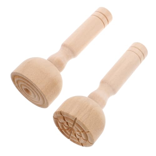 Vaguelly 2St Ton Form Holzstempel Knetmasse Formen Kunst und Handwerk holzwerkzeuge Knete Stempel Tonmuster-Set mit Holzgriff Keramik-Texturstempel Knetmuster-Stempel aus Holz Light Brown von Vaguelly