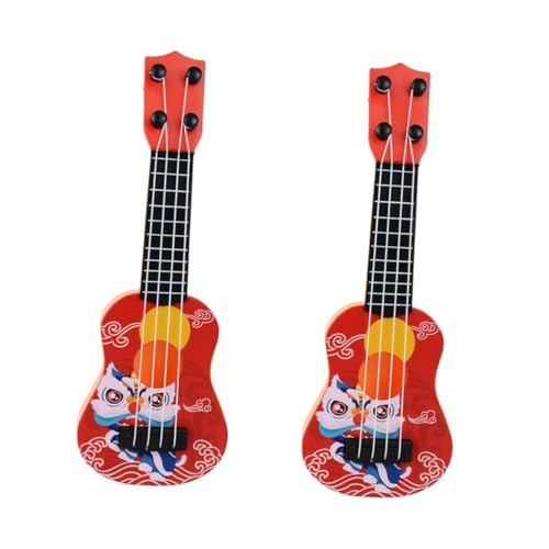 Vaguelly 2St Ukulele Gitarrenmodell für Kinder dekorative Kindergitarre Miniatur Gitarre Kinderspielzeug Kinder Gitarre Spielzeuge lustige Gitarrendekoration Spielzeuggitarrenmodell Abs rot von Vaguelly