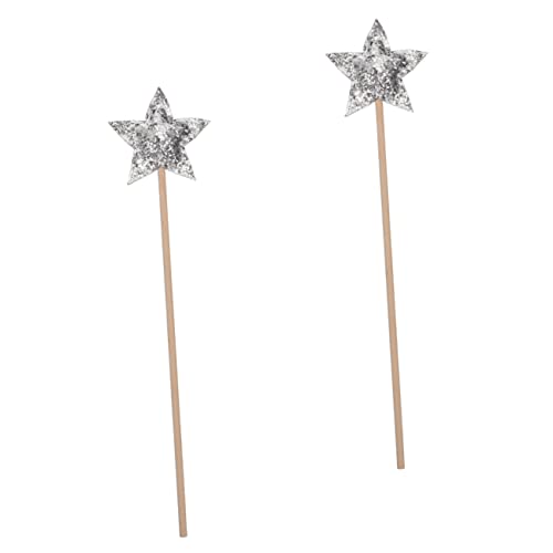 Vaguelly 2St Zauberstab Fairy Wand Party zubehör Kinder kinderknallzeug Kinder spielzeuge Sternenfee Zauberstäbe Fee Zauberstäbe Feenstäbe Party-Fee-Zauberstäbe hölzern Silver von Vaguelly