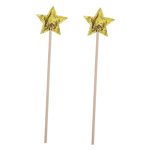 Vaguelly 2St Zauberstab Fairy Wand partyzubehör Kinder Party Dekoration Flashes Fantasien Partystäbe für Mädchen Prinzessin Zauberstäbe Sterne Fee Zauberstäbe Feenstab Stoff Golden von Vaguelly