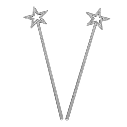 Vaguelly 2St Zauberstab Fee Aufkleber Lichter für die Raumdekoration Glitzerkraft Zappelspielzeug Fairy Wand Kinderkleider Toys silberner Sternenstab Zauberstäbe für Harz Silver von Vaguelly