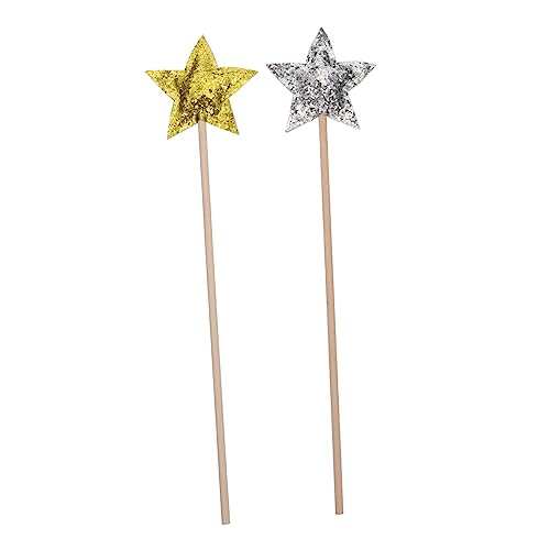 Vaguelly 2St Zauberstab Spielzeug Fairy Wand hirngespinste spilzeug Geburtstagsgeschenk Toys kreativer Feenstab Partyzauberstäbe für Mädchen -Feenstab sternförmiger Feenstab hölzern von Vaguelly