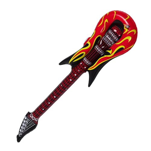 Vaguelly 2st Aufblasbare Gitarre Prop-gitarre Gefälschte Gitarre Gitarren Für Erwachsene -kostüm Für Damen Aufblasbare Instrumente Gitarrendekor Mikrofon Aufblasen Sprengen Pvc Rot von Vaguelly