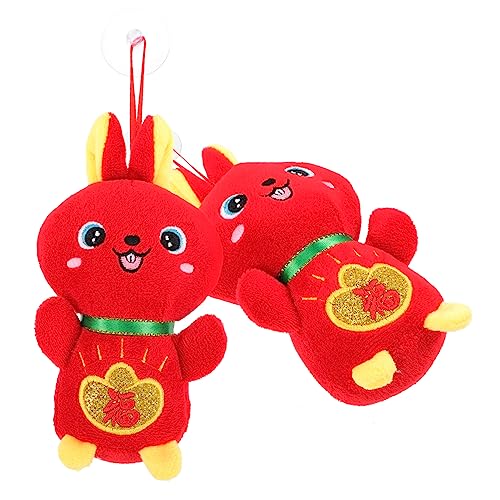 Vaguelly 2st Hasenpuppe Gefülltes Faultier Plüschtier Mini Stoffhase Zartes Hasenspielzeug Chinesisches Sternzeichen Tierspielzeug Kuscheltiere Plüschhase Hasenfigur Spielzeug Kaninchen Rot von Vaguelly