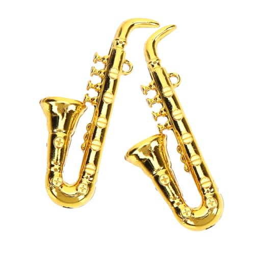 Vaguelly 2st Mini-Saxophon Miniatur-saxophonmodell Mini-Musikinstrument Miniaturmöbel Puppenhauszubehör Für Miniaturinstrumente Mini-hausversorgung Mini-Instrument Golden Plastik von Vaguelly