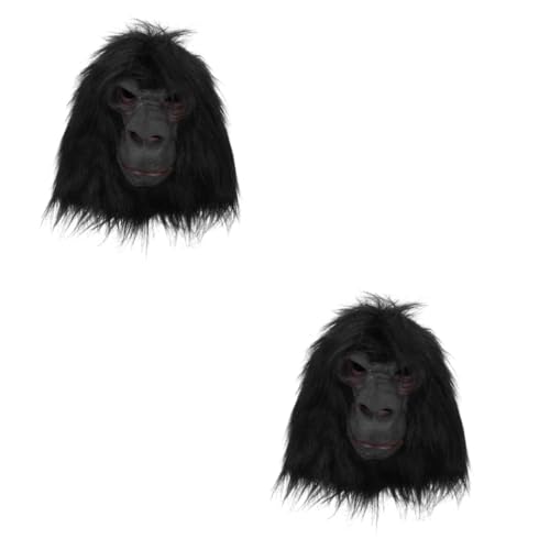 Vaguelly 2st Orang-utan-maske Halloween-party-maske Tierkopfmaske Schimpanse Zootiermasken Tiere Kopfbedeckung Karnevalsmasken Kunstpelzmaske Affenmaske Halloween-affenkostüm Gorilla-maske von Vaguelly