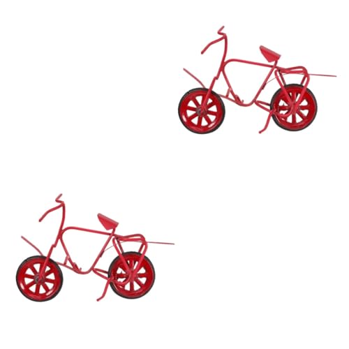 Vaguelly 2st Puppenhaus Fahrrad Elektrisches Fahrrad Miniaturen Fahrradmodell Handwerk Mini-Fahrrad Mini-, Miniatur-Fahrrad Kleines Fahrrad Vintage Fahrradverzierung Rot Eisen von Vaguelly