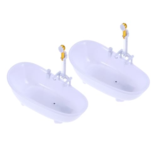 Vaguelly 2st Puppenschwimmbad Mini-puppenhausmöbel Puppenhauszubehör Puppenhaus Badewanne Mit Löwenfüßen Puppenduschbecken Kaltes Getränk Puppe Elektrische Badewanne Mini-badewanne Weiß von Vaguelly