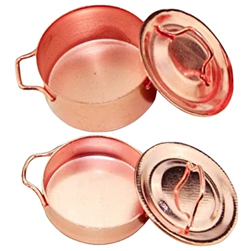 Vaguelly 2st Simulationskochgeschirr Ornamente Miniaturtöpfe Fröhlicher Minikocher Fröhliche Miniaturtöpfe Fröhliche Minikocher Mini-kocher Miniaturtöpfe Für Die Küche Metall Rose Gold von Vaguelly