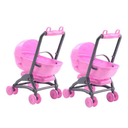 Vaguelly 2st Spielzeugzubehör Partyspiele Kinderwagen Puppenwagen Für 1-jährige Mädchen Mini Kinderwagen Spielzeug Puppe Kinderwagen Modell Spielzeug Puppenwagen Aus Kunststoff Rosa Plastik von Vaguelly