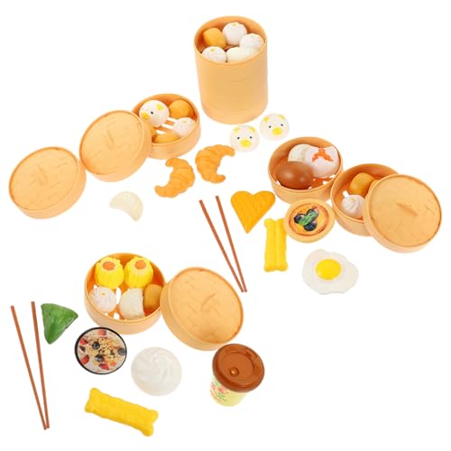 Vaguelly 3 Dampfbrötchen-Set küchenspielzeug für Kitchen Toys for Sensory Play Kleinkindspielzeug Geschirrset babyspielzeug Küchenspielzeug Anzug Kochutensilien von Vaguelly