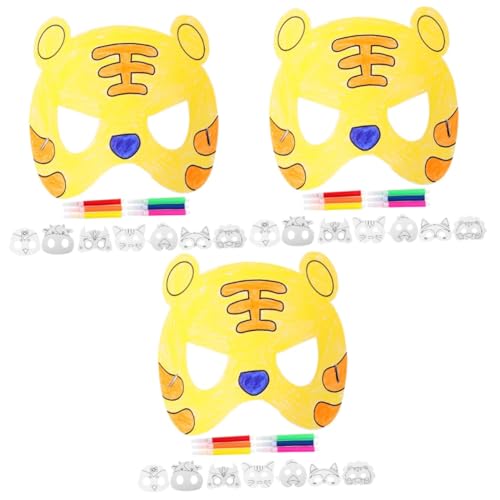 Vaguelly 3 Sätze Blanko Masken Zum Ausmalen Fuchs Masken Blanko Masken Zum Dekorieren Von Tieren Für Kinder Zum Selbermachen Von Masken DIY Graffiti Masken Basteln Für Kinder DIY von Vaguelly