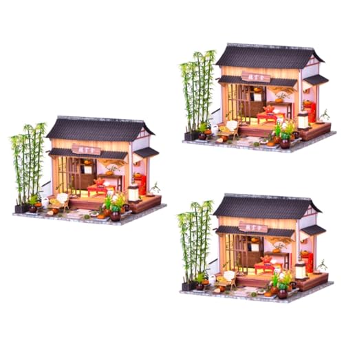 Vaguelly 3 Sätze DIY Chinesischer Hof Montieren Modellspielzeug Chinesischer Stil Gartenmodell Chinesischer Stil Hausmodell Handgemachtes Modellspielzeug DIY Schmuck Chinesischer Stil von Vaguelly