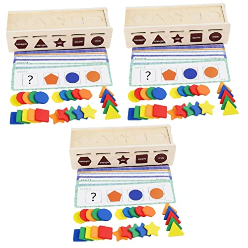 Vaguelly 3 Sätze Formsortierung Von Hackschnitzeln Lustige Montessori-spielzeuge Form-Matching-Puzzle Farbsortierspiel Frühpädagogisches Blockpuzzle-Spielzeug Kleinkindspielzeug Hölzern von Vaguelly