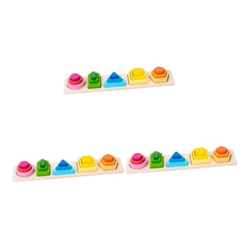 Vaguelly 3 Sätze Geometrie-Puzzle Magnetspielzeug Spielsachen Kinderspielzeug Jigköpfe Puzzlekarte Bausteine Puzzlematte Bauklötze Magnet Spielzeug Kinder Spielzeug Spielzeuge Colorful Holz von Vaguelly