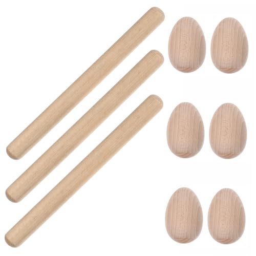 Vaguelly 3 Sätze Holz Ei Rhythmus Stick Musikinstrumente für Kleinkinder Musikspielzeug Rhythmus-Sticks Holzrhythmusstäbe Musikholzstäbe tragbare Rhythmusstöcke pädagogische Werkzeuge von Vaguelly