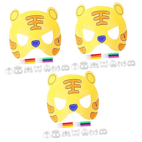 Vaguelly 3 Sätze Leere Maske ausmalen Tiermasken für Kinder Maske aus Pappmaché Masken verkleiden Maskenbau-Kit halloween masken halloweenmaske unfertige Papiermasken Halloween-Requisiten von Vaguelly