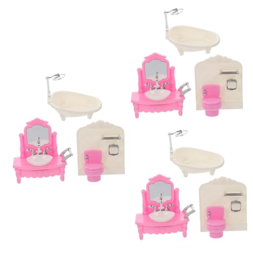 Vaguelly 3 Sätze WC-Badzubehör Mini- -Badezimmer Miniatur-Zubehör Mini-Spielzeug Mini-Möbelmodell Spielzeug für Kinder kinderspielzeug Mini-Toilette puppenhaus zubehör Mini Plastik von Vaguelly