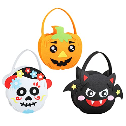 Vaguelly 3 Sets Halloween Einkaufstasche DIY Halloween Handtaschen DIY Vliesstoff Handtaschen Süßigkeitenbeutel Material von Vaguelly